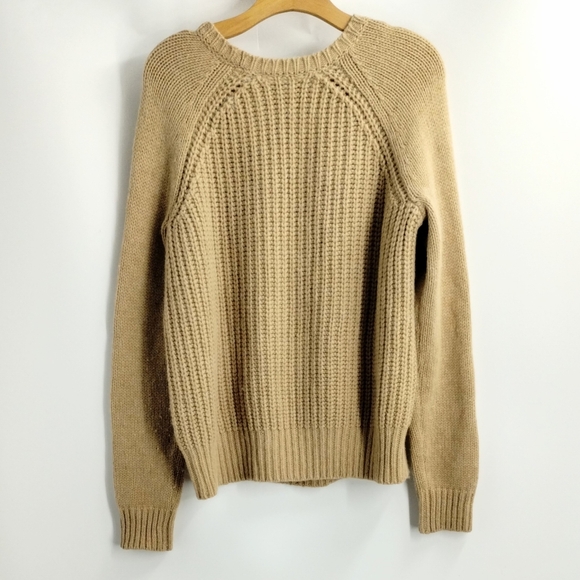 C. Wonder Sweater Camel Chunky Crew Neck‎ Cable Knit Tan - Picture 6 of 10